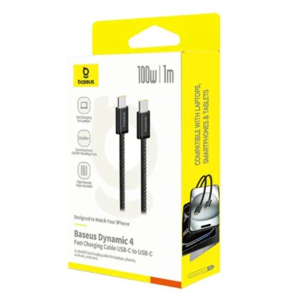 Фото - Кабель Baseus Dynamic 4 Fast Charging Type-C to Type-C 100W 5A 1m black (P10381400111-00)