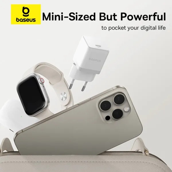 Фото - Сетевое зарядное устройство Baseus Palm Fast Charger 1C 30W EU Moon White (P10111605213-00)