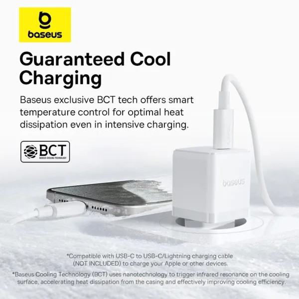 Фото - Сетевое зарядное устройство Baseus Palm Fast Charger 1C 30W EU Moon White (P10111605213-00)