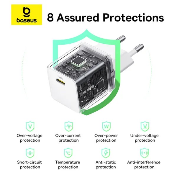Фото - Сетевое зарядное устройство Baseus Palm Fast Charger 1C 30W EU Moon White (P10111605213-00)