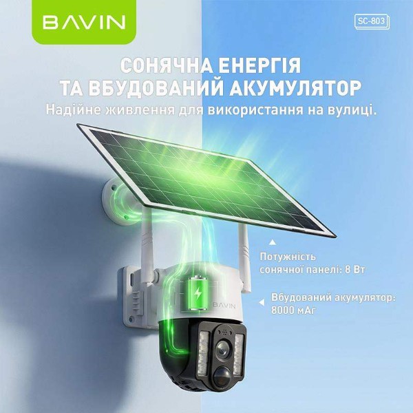 Фото - IP-камера Bavin SC-803 4G IP66 с солнечной панелью 8 Вт +аккумулятором 8000 mAh White (SC-803 WH)