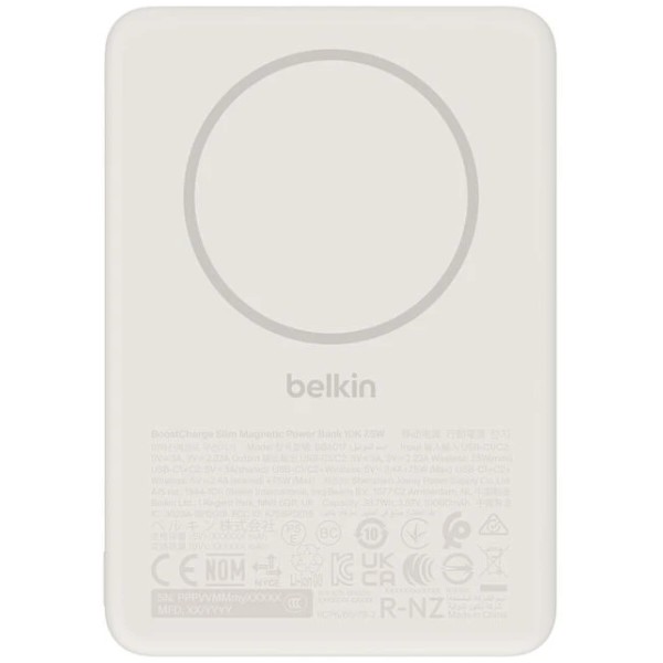 Фото - Батарея мобильная Belkin 10000mAh 20Вт/Qi2 7.5Вт Slim Magnetic Ring Sand (BPD017HQSA)