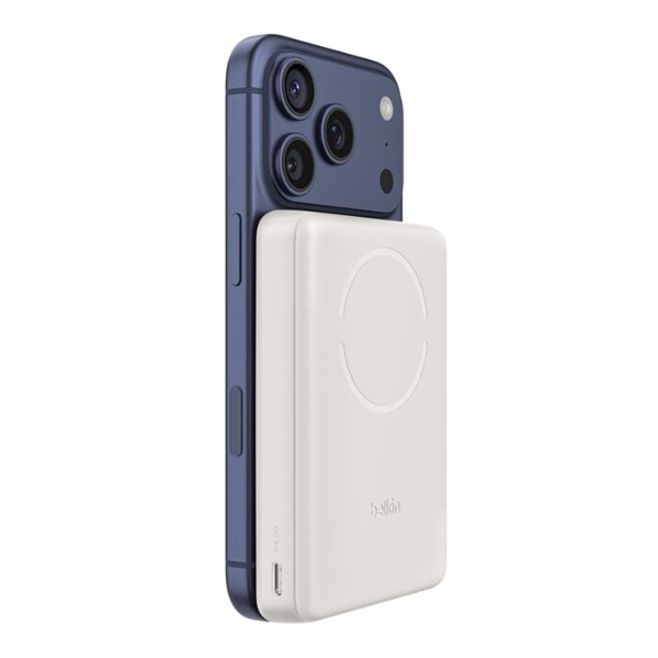 Фото - Батарея мобильная Belkin 10000mAh 20Вт/Qi2 7.5Вт Slim Magnetic Ring Sand (BPD017HQSA)