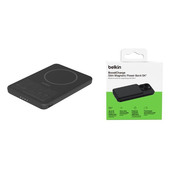 Фото - Батарея мобильная Belkin 5000mAh 15Вт/Qi2 7.5Вт Slim Magnetic Black (BPD010HQBK)
