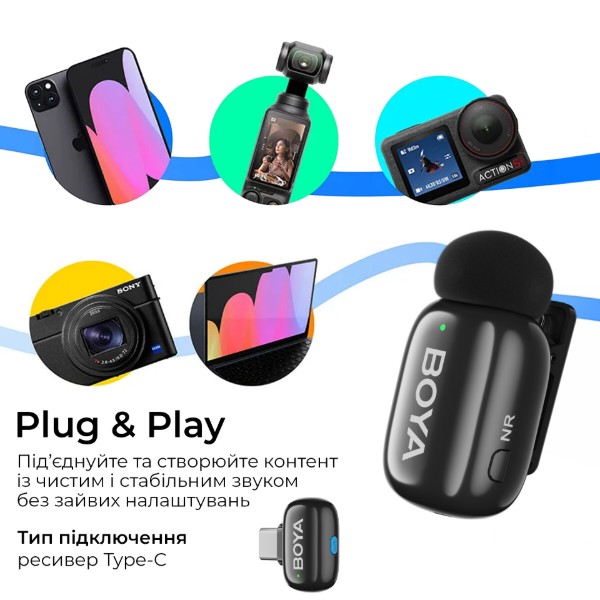 Фото - Мікрофон для смартфона Boya mini 2-04 Type-C Black (mini 2-04)