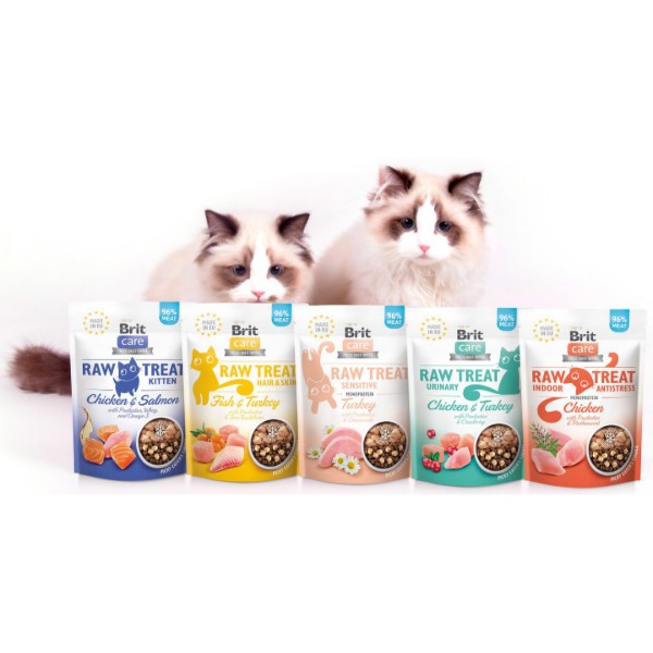 Фото - Ласощі для котів Brit Raw Treat Freeze-dried Kitten курка і лосось 40 г (8595602569533)