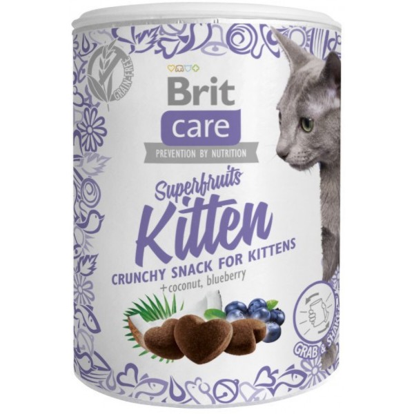Фото - Ласощі для котів Brit Care Superfruits Kitten з куркою кокосом та чорницею 100 г (8595602521425) Фото - Ласощі для котів Brit Care Superfruits Kitten з куркою кокосом та чорницею 100 г (8595602521425)