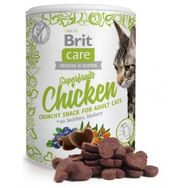Фото - Ласощі для котів Brit Care Superfruits Chicken обліпихою та чорницею 100 г (8595602521432)