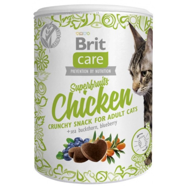 Фото - Ласощі для котів Brit Care Superfruits Chicken обліпихою та чорницею 100 г (8595602521432)