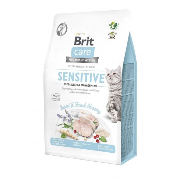 Фото - Сухий корм для котів Brit Care Cat Grain Free Insect для дорослих з харчовою непереносимістю з комахами та рибою 400 г (8595602554201)
