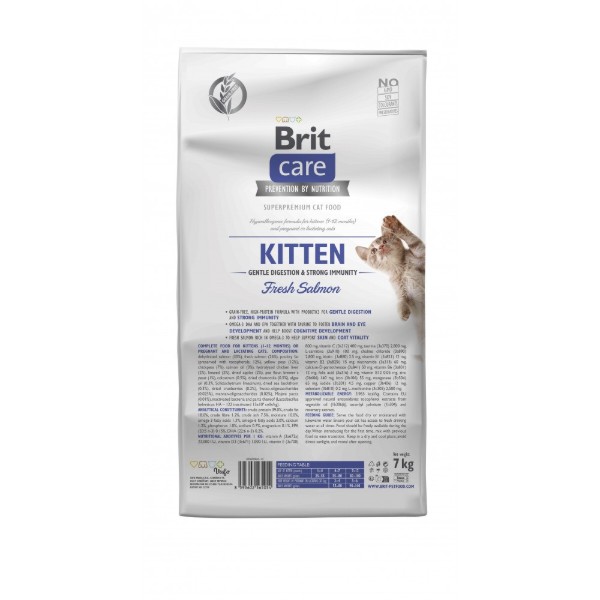 Фото - Сухой корм для кошек Brit Care Cat Grain Free Kitten Gentle Digestion Strong Immunity для котят для крепкого иммунитета с лососем 7 кг (8595602565054)