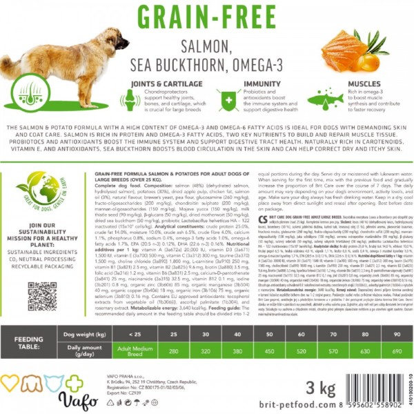 Фото - Сухой корм для собак Brit Care Dog Grain-free Adult Large Breed беззерновой с лососем 3 кг (8595602558902)