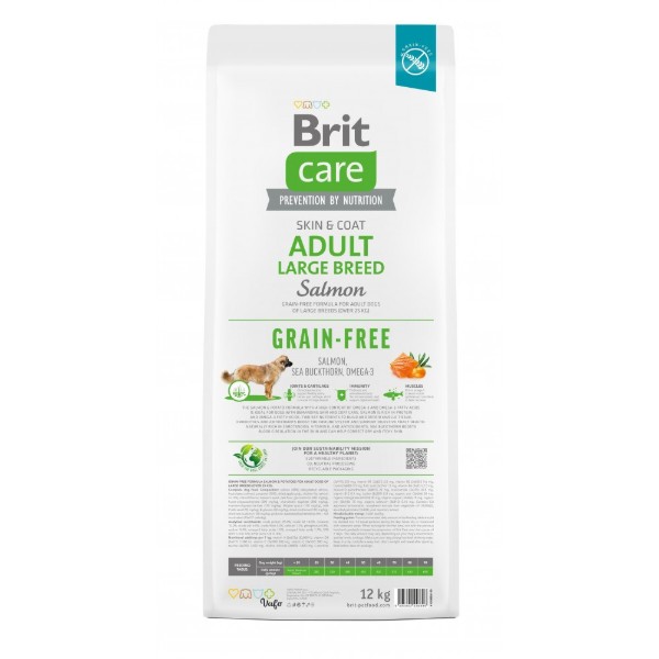 Фото - Сухой корм для собак Brit Care Dog Grain-free Adult Large Breed беззерновой с лососем 12 кг (8595602558896)