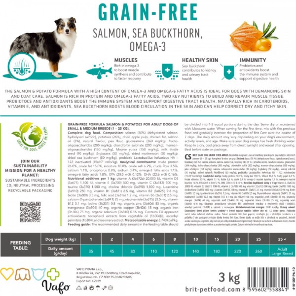 Фото - Сухий корм для собак Brit Care Dog Grain-free Adult беззерновий з лососем 3 кг (8595602558841)