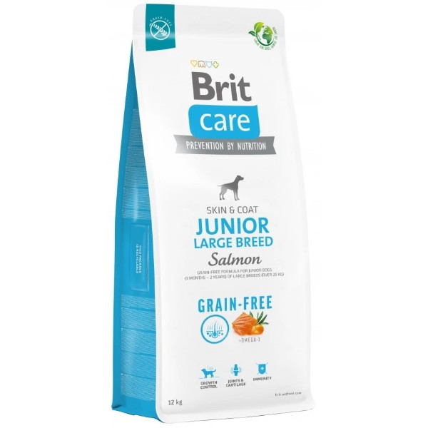 Фото - Сухой корм для собак Brit Care Dog Grain-free Junior Large Breed беззерновой с лососем 12 кг (8595602558865)