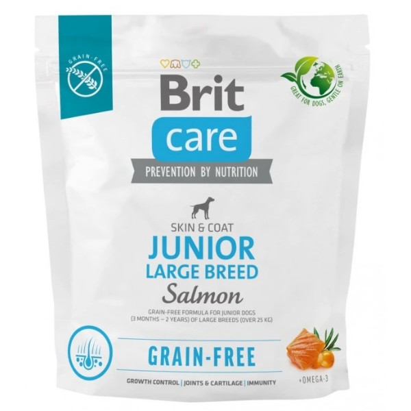 Фото - Сухой корм для собак Brit Care Dog Grain-free Junior Large Breed беззерновой с лососем 1 кг (8595602558889)