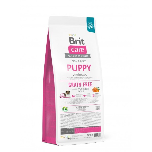Фото - Сухой корм для собак Brit Care Dog Grain-free Puppy для щенков беззерновой с лососем 12 кг (8595602558803)