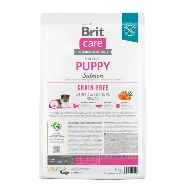 Фото - Сухий корм для собак Brit Care Dog Grain-free Puppy беззерновий з лососем 3 кг (8595602558810)