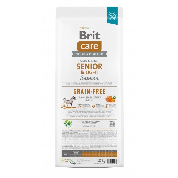 Фото - Сухой корм для собак Brit Care Dog Grain-free Senior and Light с лососем 12 кг (8595602558926)