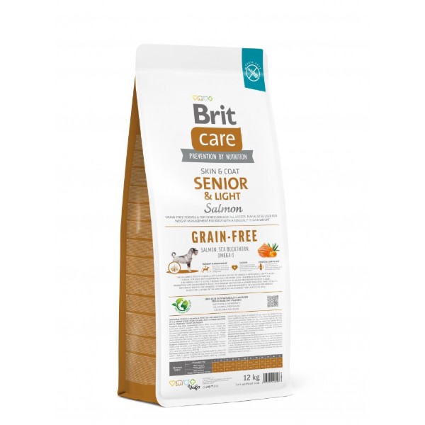Фото - Сухой корм для собак Brit Care Dog Grain-free Senior and Light с лососем 12 кг (8595602558926)