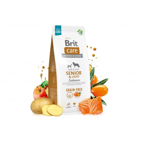 Фото - Сухой корм для собак Brit Care Dog Grain-free Senior and Light с лососем 12 кг (8595602558926)