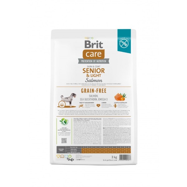 Фото - Сухой корм для собак Brit Care Dog Grain-free Senior and Light беззерновой с лососем 3 кг (8595602558933)