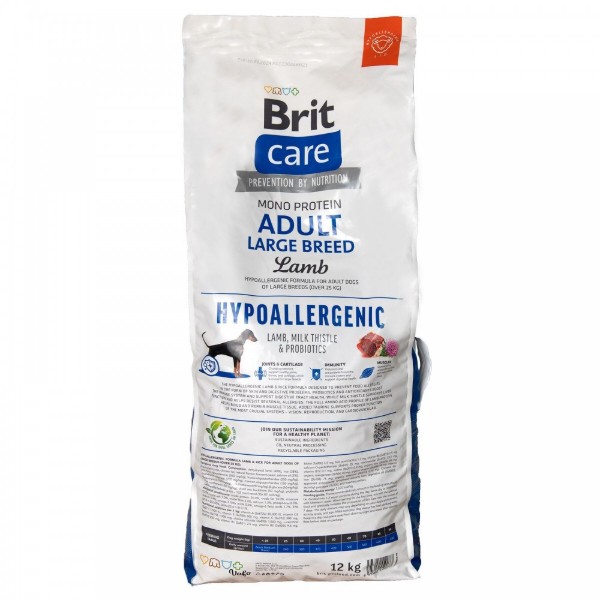 Фото - Сухой корм для собак Brit Care Dog Hypoallergenic Adult Large Breed с ягненком 12 кг (8595602559077)