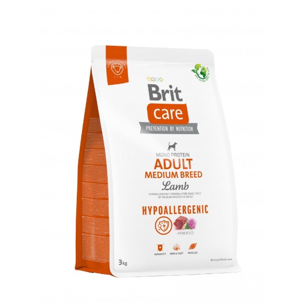 Фото - Сухой корм для собак Brit Care Dog Hypoallergenic Adult Medium Breed с ягненком 3 кг (8595602559022)