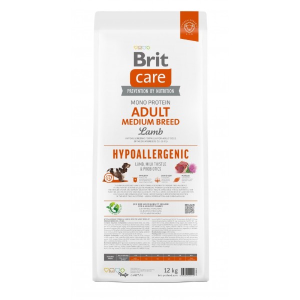 Фото - Сухой корм для собак Brit Care Dog Hypoallergenic Adult Medium Breed с ягненком 12 кг (8595602559015)