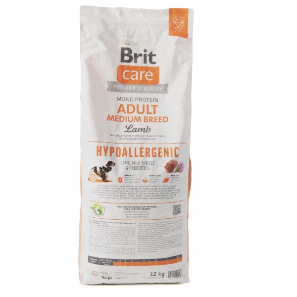 Фото - Сухой корм для собак Brit Care Dog Hypoallergenic Adult Medium Breed с ягненком 12 кг (8595602559015)