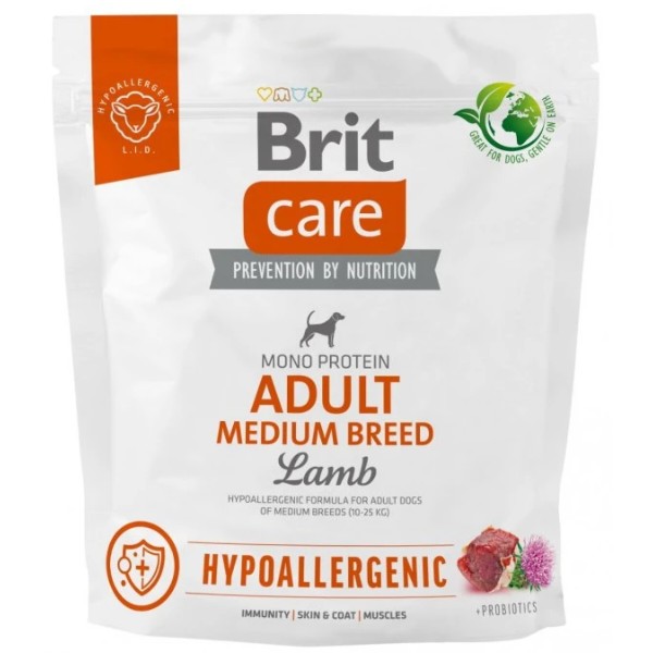 Фото - Сухой корм для собак Brit Care Dog Hypoallergenic Adult Medium Breed с ягненком 1 кг (8595602559039)