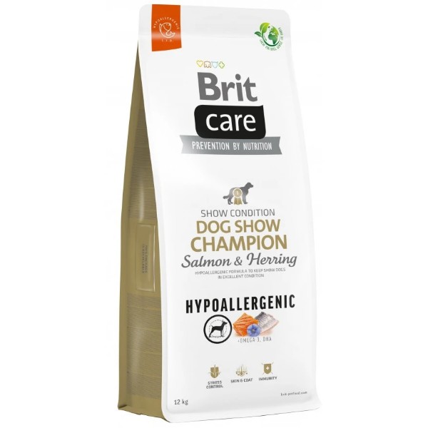 Фото - Сухий корм для собак Brit Care Dog Hypoallergenic Dog Show Champion з лососем і оселедцем 12 кг (8595602559107)