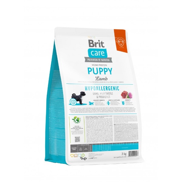 Фото - Сухой корм для собак Brit Care Dog Hypoallergenic Puppy для щенков с ягненком 3 кг (8595602558964)