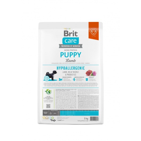 Фото - Сухой корм для собак Brit Care Dog Hypoallergenic Puppy для щенков с ягненком 3 кг (8595602558964)