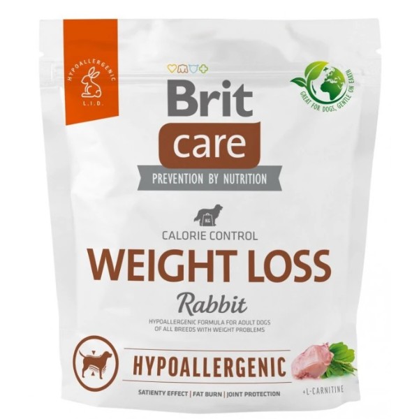 Фото - Сухой корм для собак Brit Care Dog Hypoallergenic Weight Loss с кроликом 1 кг (8595602559183)