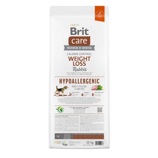 Фото - Сухой корм для собак Brit Care Dog Hypoallergenic Weight Loss с кроликом 12 кг (8595602559169)