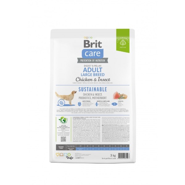 Фото - Сухой корм для собак Brit Care Dog Sustainable Adult Large Breed с курицей и насекомыми 3 кг (8595602558759)