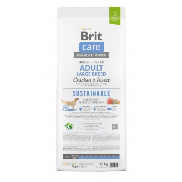Фото - Сухой корм для собак Brit Care Dog Sustainable Adult Large Breed с курицей и насекомыми 12 кг (8595602558742)
