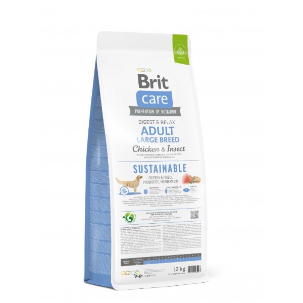 Фото - Сухой корм для собак Brit Care Dog Sustainable Adult Large Breed с курицей и насекомыми 12 кг (8595602558742)