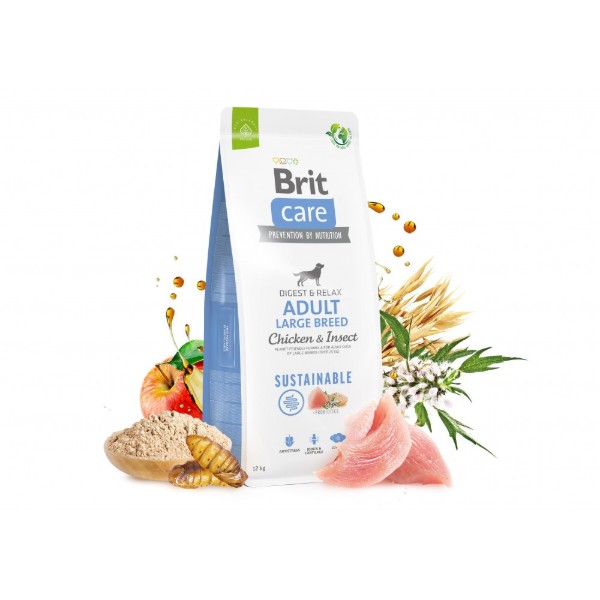 Фото - Сухой корм для собак Brit Care Dog Sustainable Adult Large Breed с курицей и насекомыми 3 кг (8595602558759)