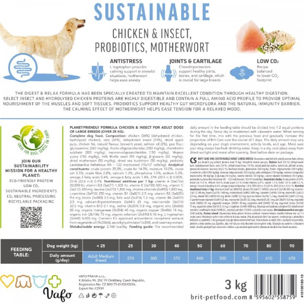 Фото - Сухой корм для собак Brit Care Dog Sustainable Adult Large Breed с курицей и насекомыми 3 кг (8595602558759)