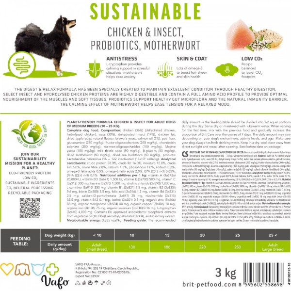 Фото - Сухой корм для собак Brit Care Dog Sustainable Adult Medium Breed курицей и насекомыми 3 кг (8595602558698)