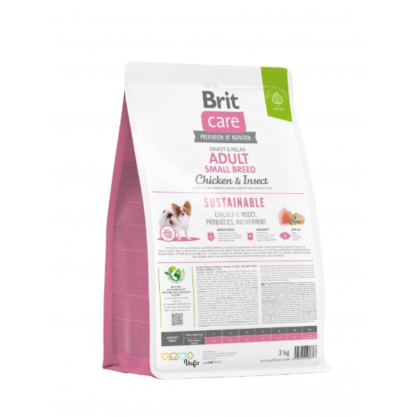 Фото - Сухий корм для собак Brit Care Dog Sustainable Adult Small Breed з куркою та комахами 3 кг (8595602558667)