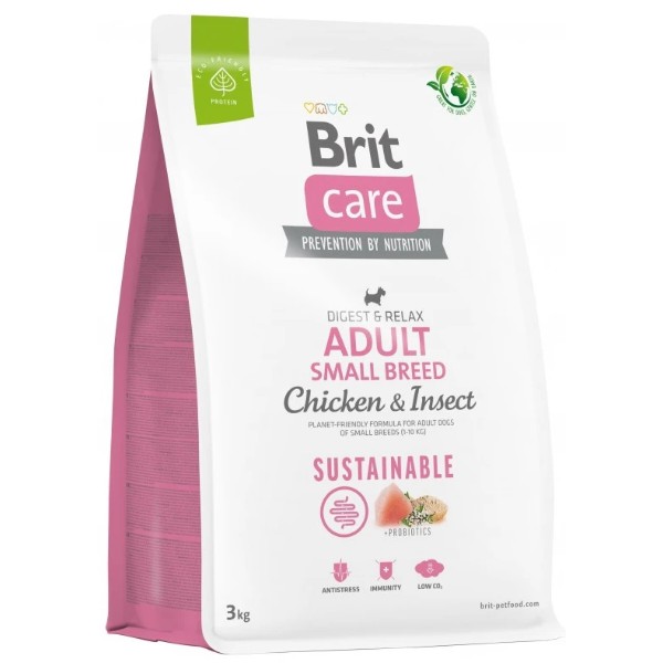 Фото - Сухий корм для собак Brit Care Dog Sustainable Adult Small Breed з куркою та комахами 3 кг (8595602558667)