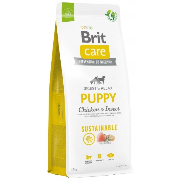 Фото - Сухий корм для собак Brit Care Dog Sustainable Puppy для цуценят з куркою та комахами 12 кг (8595602558629)