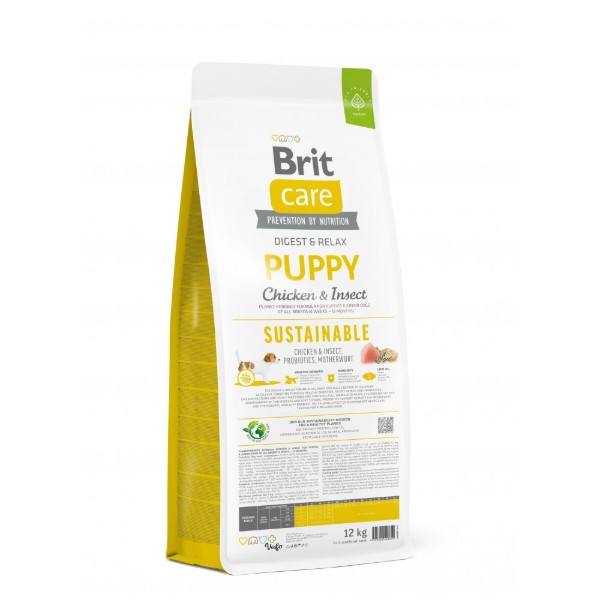 Фото - Сухий корм для собак Brit Care Dog Sustainable Puppy для цуценят з куркою та комахами 12 кг (8595602558629)