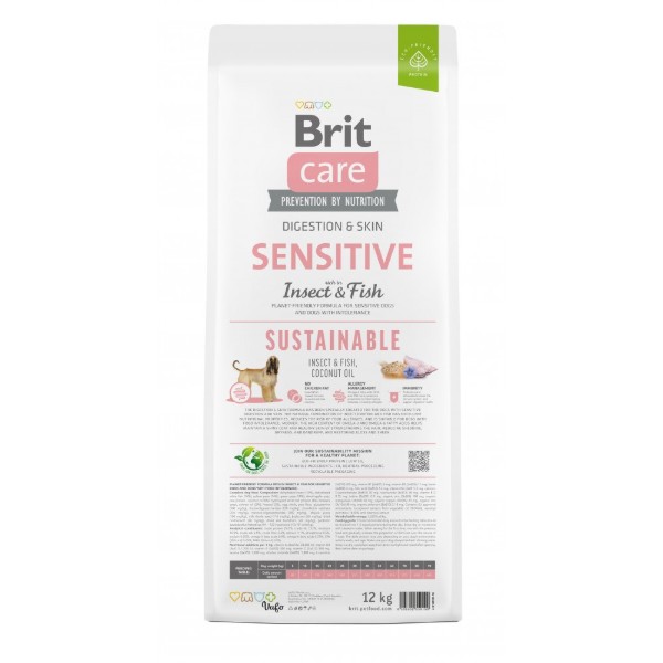 Фото - Сухой корм для собак Brit Care Dog Sustainable Sensitive з чутливим травленням з рибою та комахами 12 кг (8595602559190)