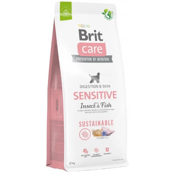 Фото - Сухой корм для собак Brit Care Dog Sustainable Sensitive з чутливим травленням з рибою та комахами 12 кг (8595602559190)