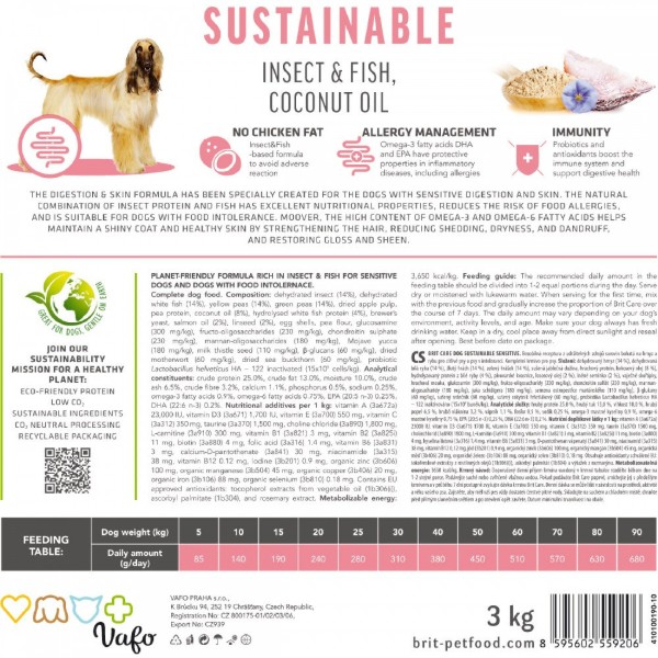 Фото - Сухой корм для собак Brit Care Dog Sustainable Sensitive з чутливим травленням з рибою та комахами 3 кг (8595602559206)