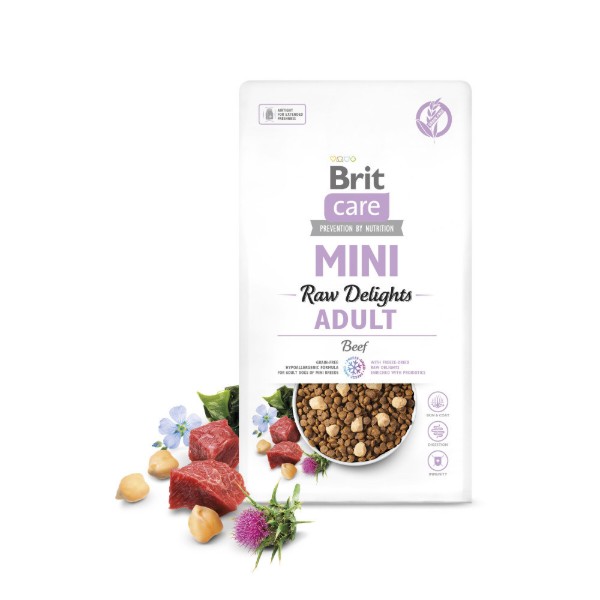 Фото - Сухий корм для собак Brit Care Mini Raw Delights Beef яловичина 2 кг (8595602571307)